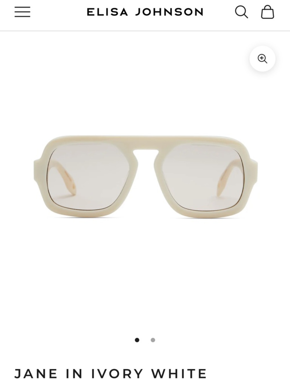 Elisa Johnson 'Jane' Oversized Sunglasses in Ivory White NWOT